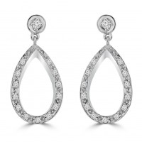 0.66 ct Ladies Round Cut Diamond Chandelier Earrings In 14 Kt White Gold